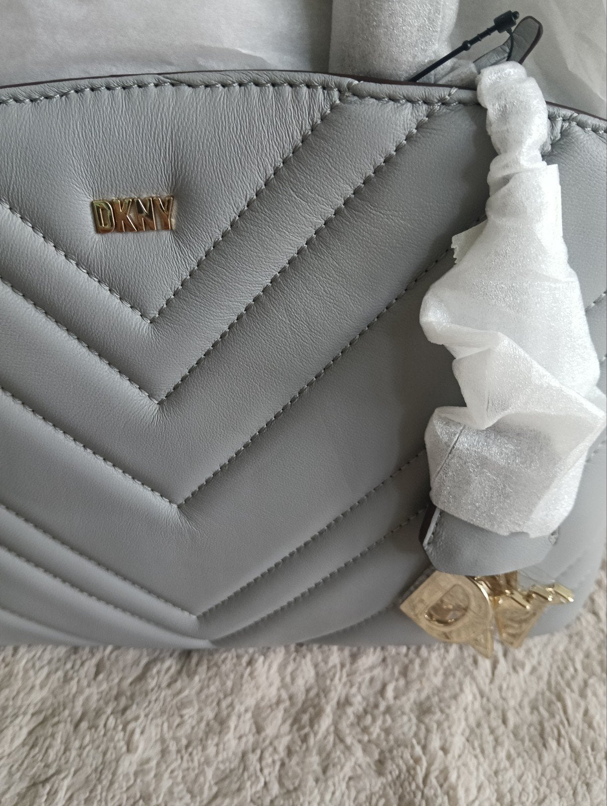Nieuwe DKNY Madison MD Satchel Leren Tas, Ophalen of Verzenden, Nieuw, Grijs, Handtas