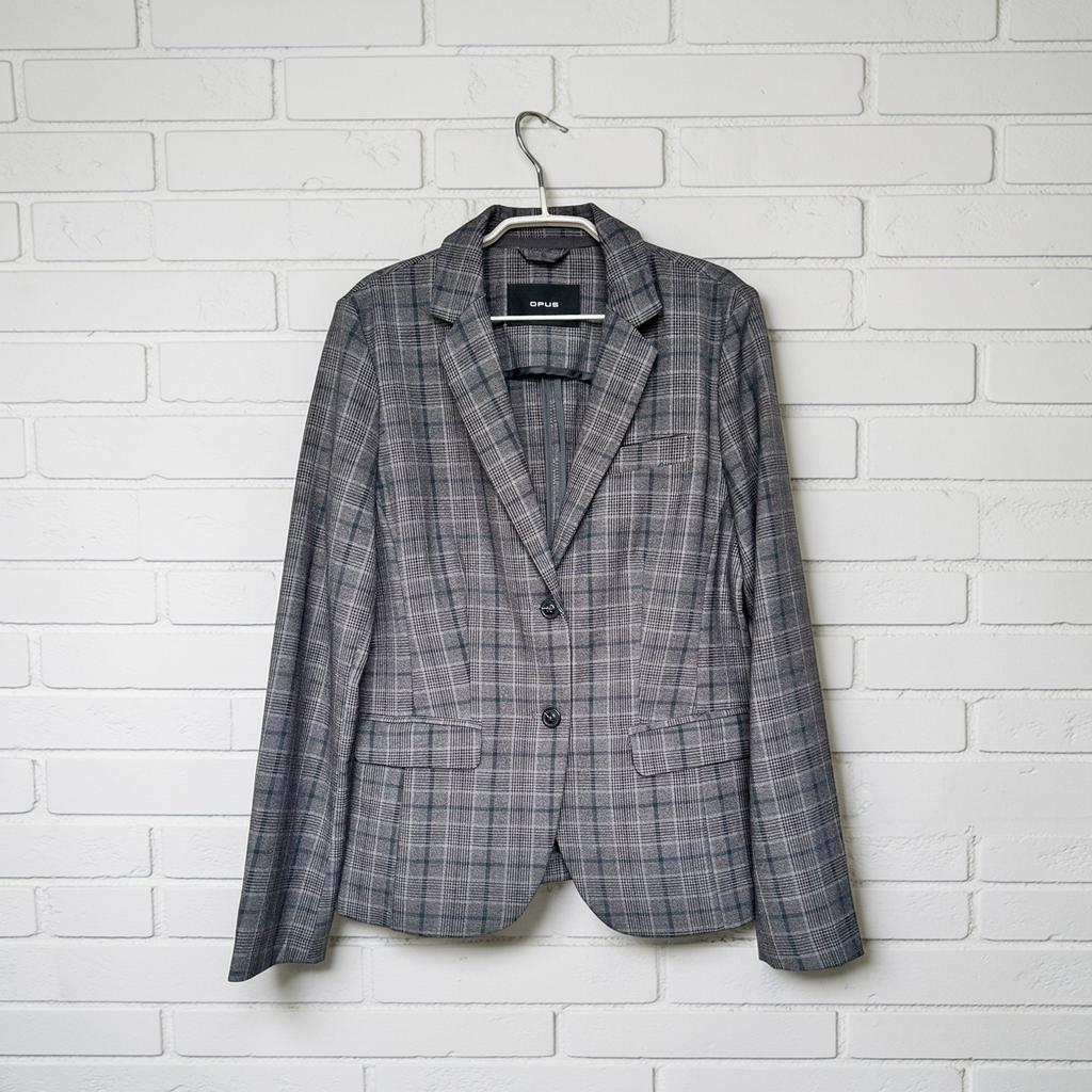 Nieuw: Opus Blazer Maat M Grijs Ruit Streep Ongevoerd, Kleding | Dames, Maat 38/40 (M), O, O, O