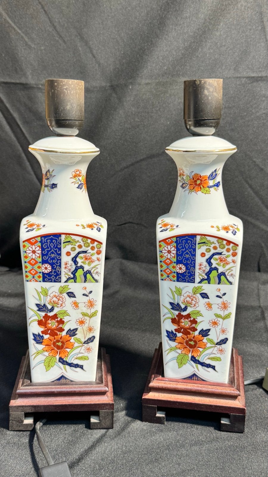 Set van 2 porseleinen lampvoeten met Oosters decor, Ophalen of Verzenden