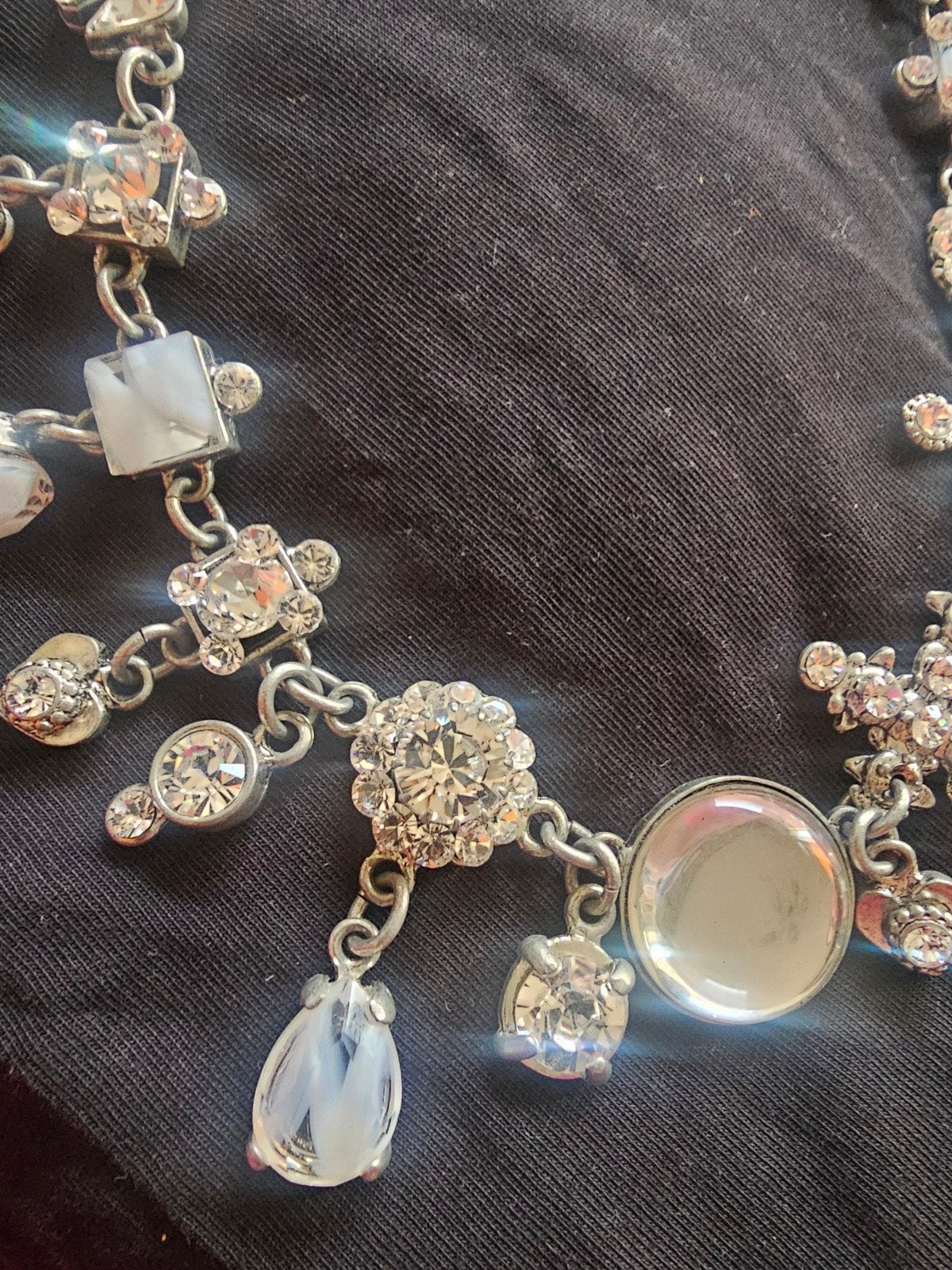 Rodrigo Otazu Ketting met Kristal en Bedels-Hangers, Met hanger, Ophalen of Verzenden, Zo goed als nieuw, Zilver
