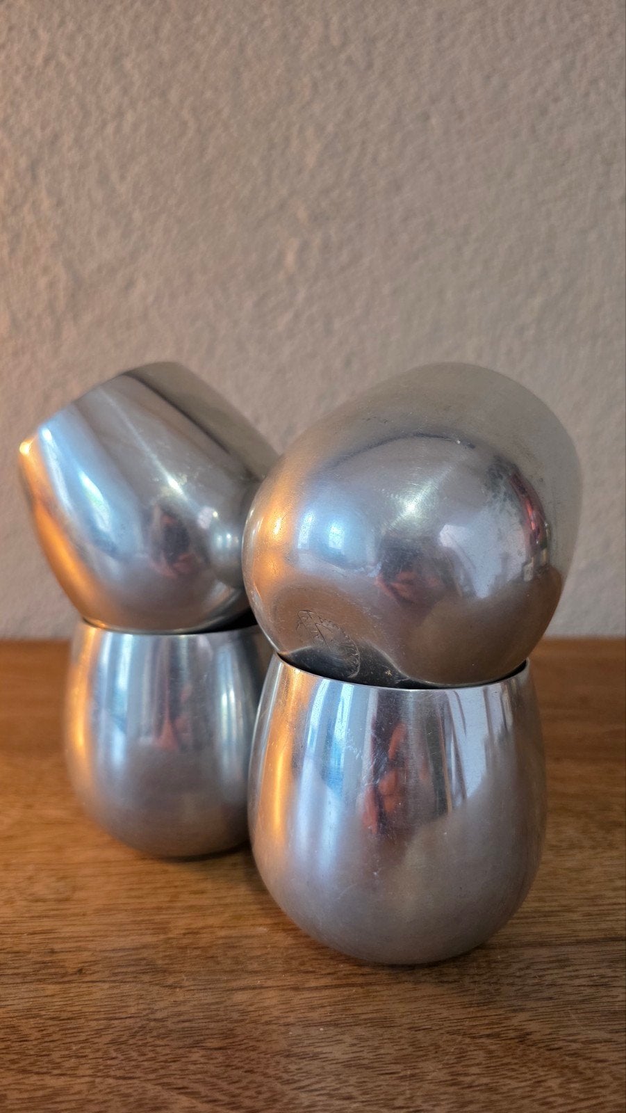 Set van 4 Mid-Century Banka tin Indonesische bekers, Antiek en Kunst, Ophalen of Verzenden
