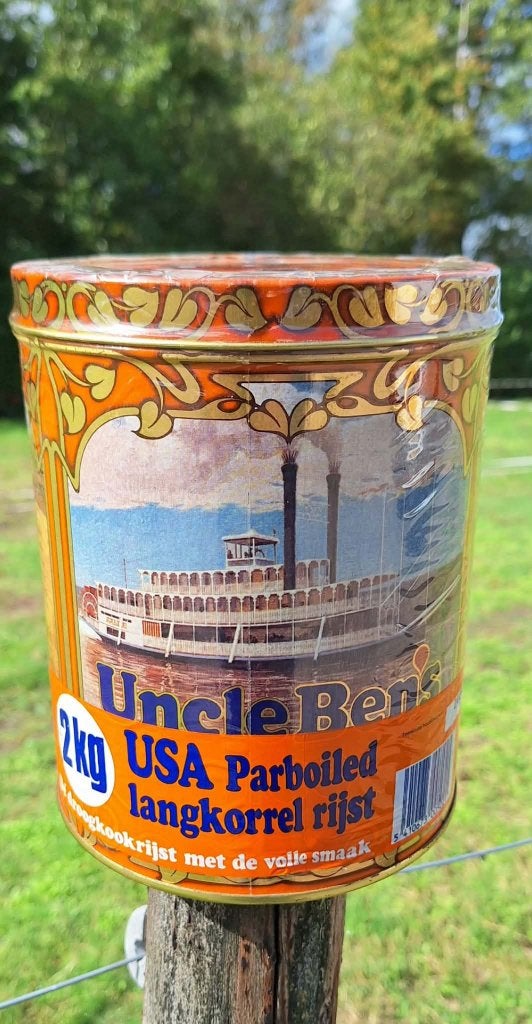 Uniek, New Old Stock, vol vintage blik Uncle Bens Rice., Ophalen of Verzenden, Nieuw, Overige, Overige merken
