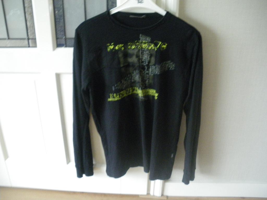 leuk zwart voorjaars shirt mooie print large merk no excess, Ophalen of Verzenden, Zo goed als nieuw, Maat 52/54 (L), Zwart
