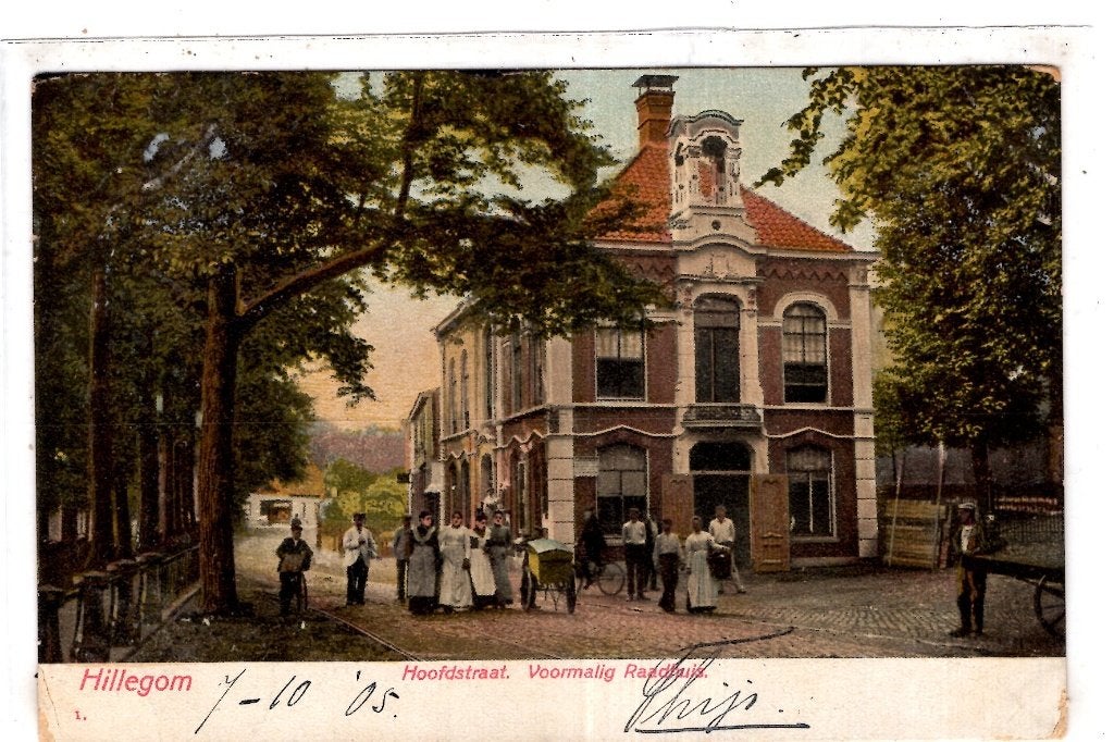 Hillegom Hoofdstraat 1900 mensen, Verzenden, Voor 1920, Gelopen, Zuid-Holland