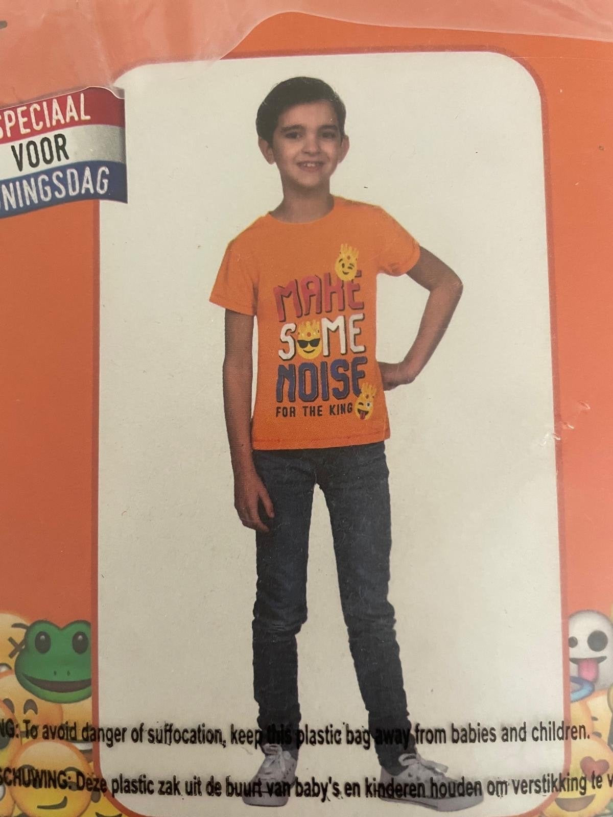 Koningsdag T-shirt "Make Some Noise For The King" - Maat 116, Ophalen of Verzenden, Nieuw, Jongen of Meisje, Shirt of Longsleeve