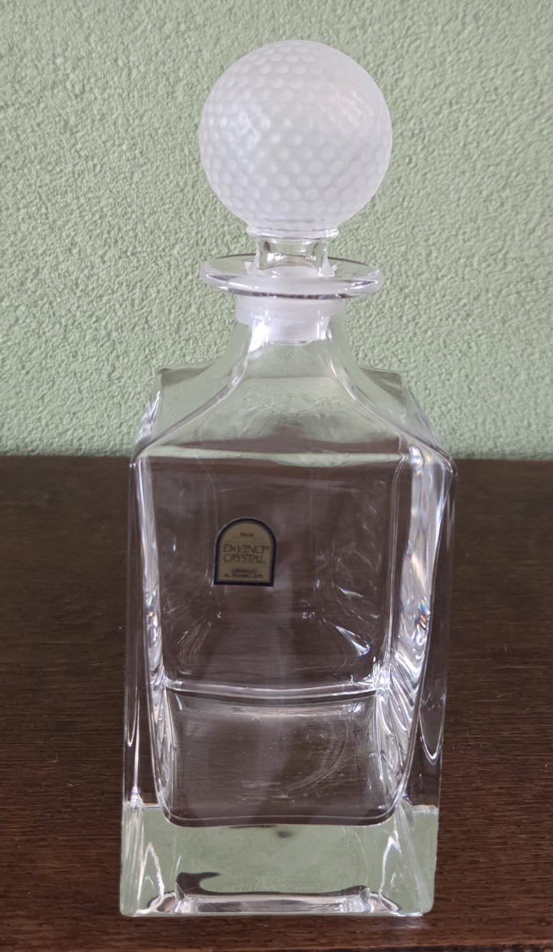 Vintage DaVinci Crystal Whiskykaraf –Met Unieke Golfbal Stop, Ophalen of Verzenden