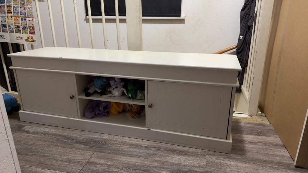 tv meubel wit 1,50 breed, Ophalen, Gebruikt, 150 tot 200 cm, Minder dan 100 cm