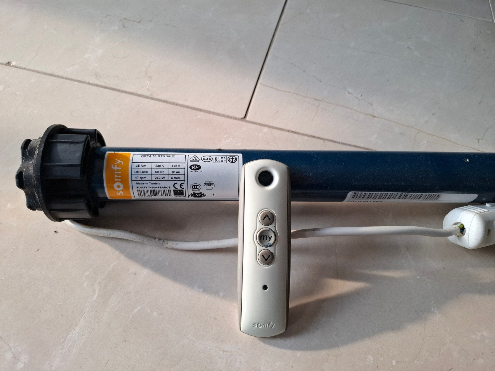 Somfy OREA 50 RTS 35/17 zonneschermmotor + afstandsbed., Ophalen, Gebruikt