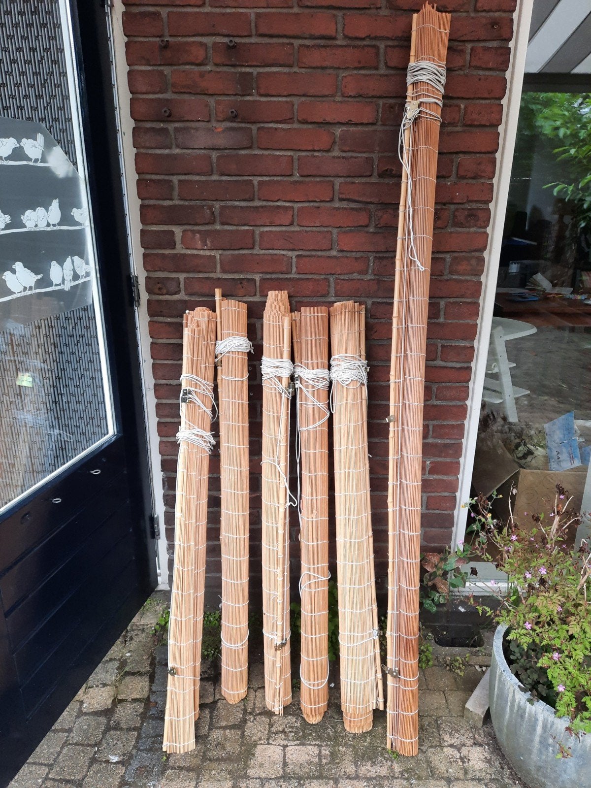 Bamboe rolgordijnen, Huis en Inrichting, Stoffering | Gordijnen en Lamellen, Ophalen, Gebruikt, 200 cm of meer
