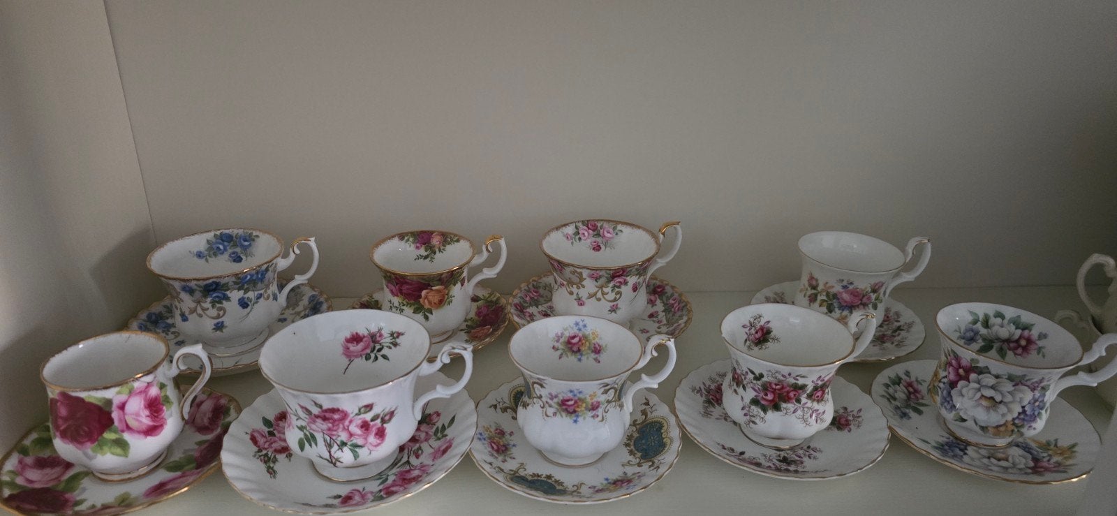 Vintage Engelse porseleinen kopjes met schotels, Ophalen