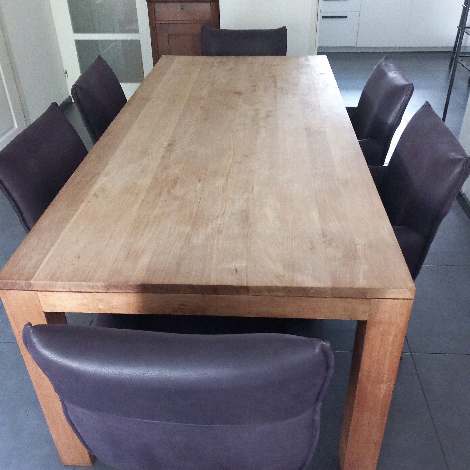 Teak eettafel 220 x 100, Ophalen, Teakhout, 200 cm of meer, 50 tot 100 cm