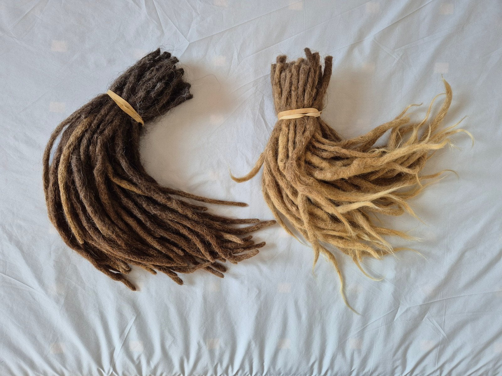 103 echte human hair dreadlocks | bruin & blond | 35-40 cm, Ophalen of Verzenden, Gebruikt, Pruik of Haarverlenging