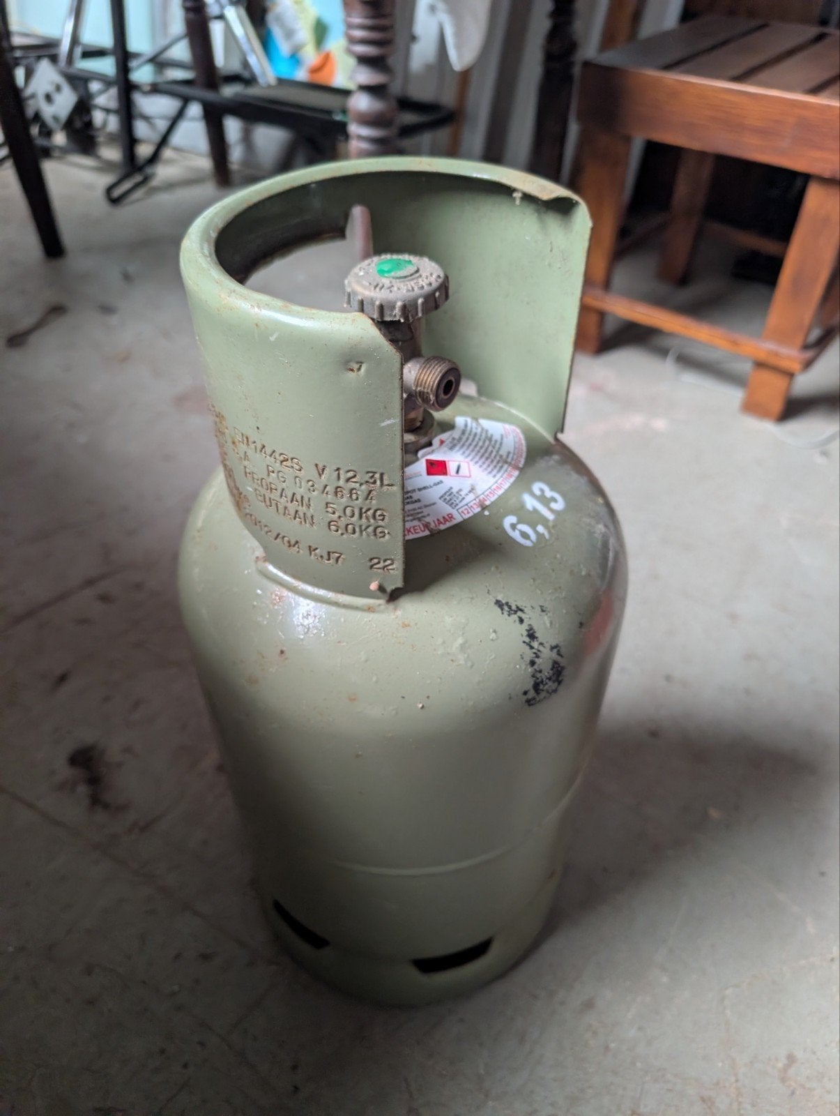 Lege propaan gasfles (Shell), 6,13 kg, Doe-het-zelf en Verbouw, Ophalen, Gebruikt