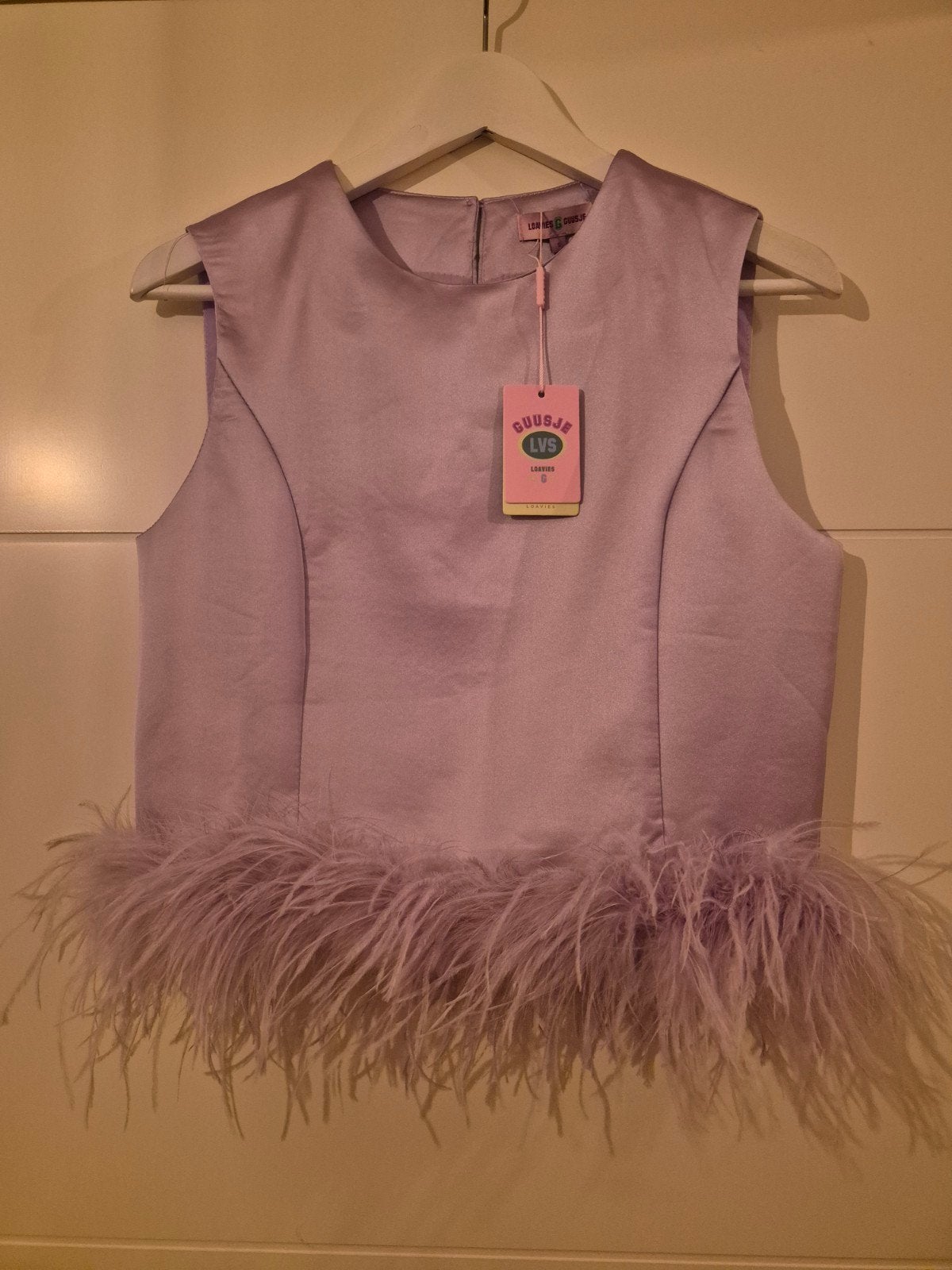 Loavies x Guusje top met veren lila Small nieuw, Paars, Nieuw, Ophalen of Verzenden, Loavies