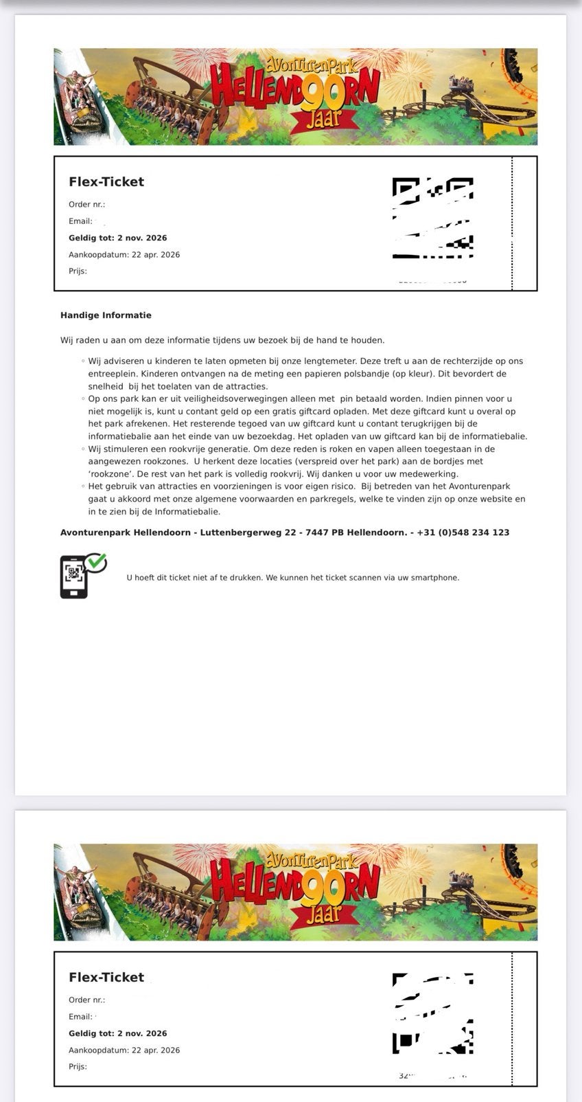 2 tickets Hellendoorn (mogelijk Halloween), Twee personen, Ticket of Toegangskaart