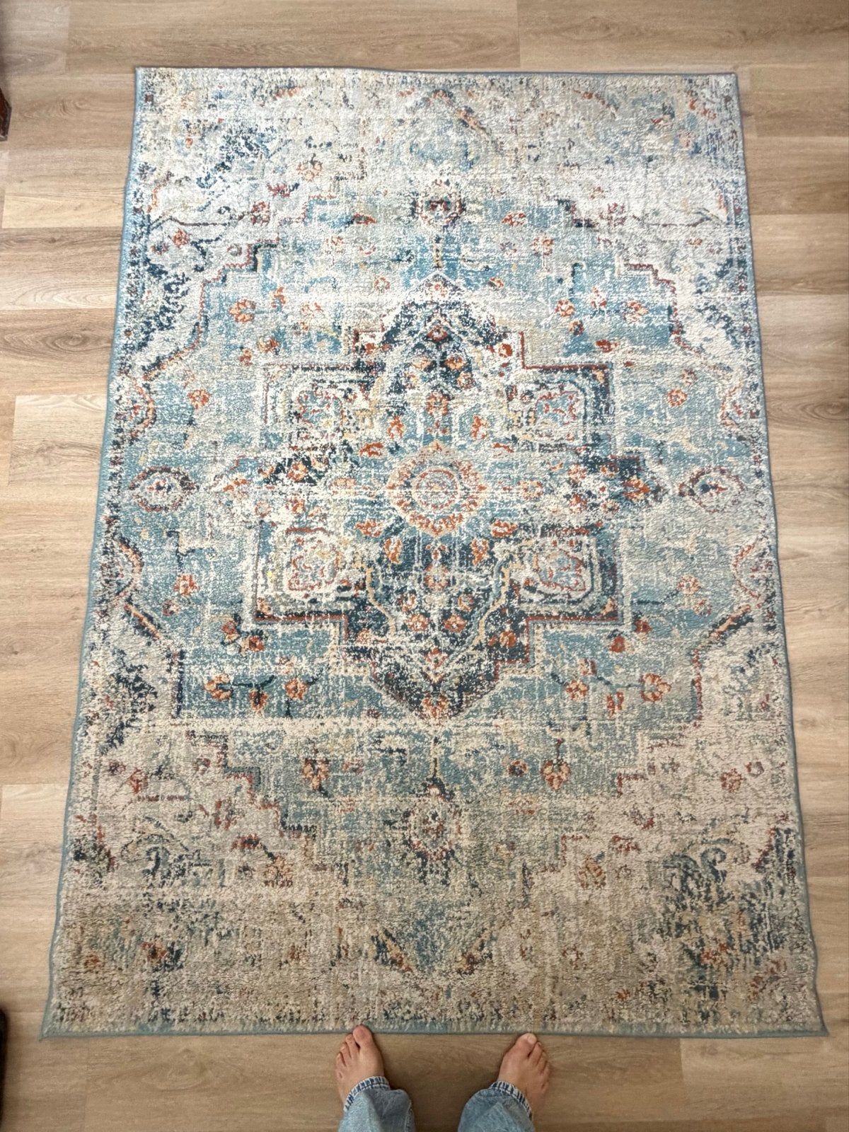 IKEA OVERLUND Vloerkleed - Blauw/Beige, 160x235 cm, Ophalen, Blauw, 150 tot 200 cm, 200 cm of meer