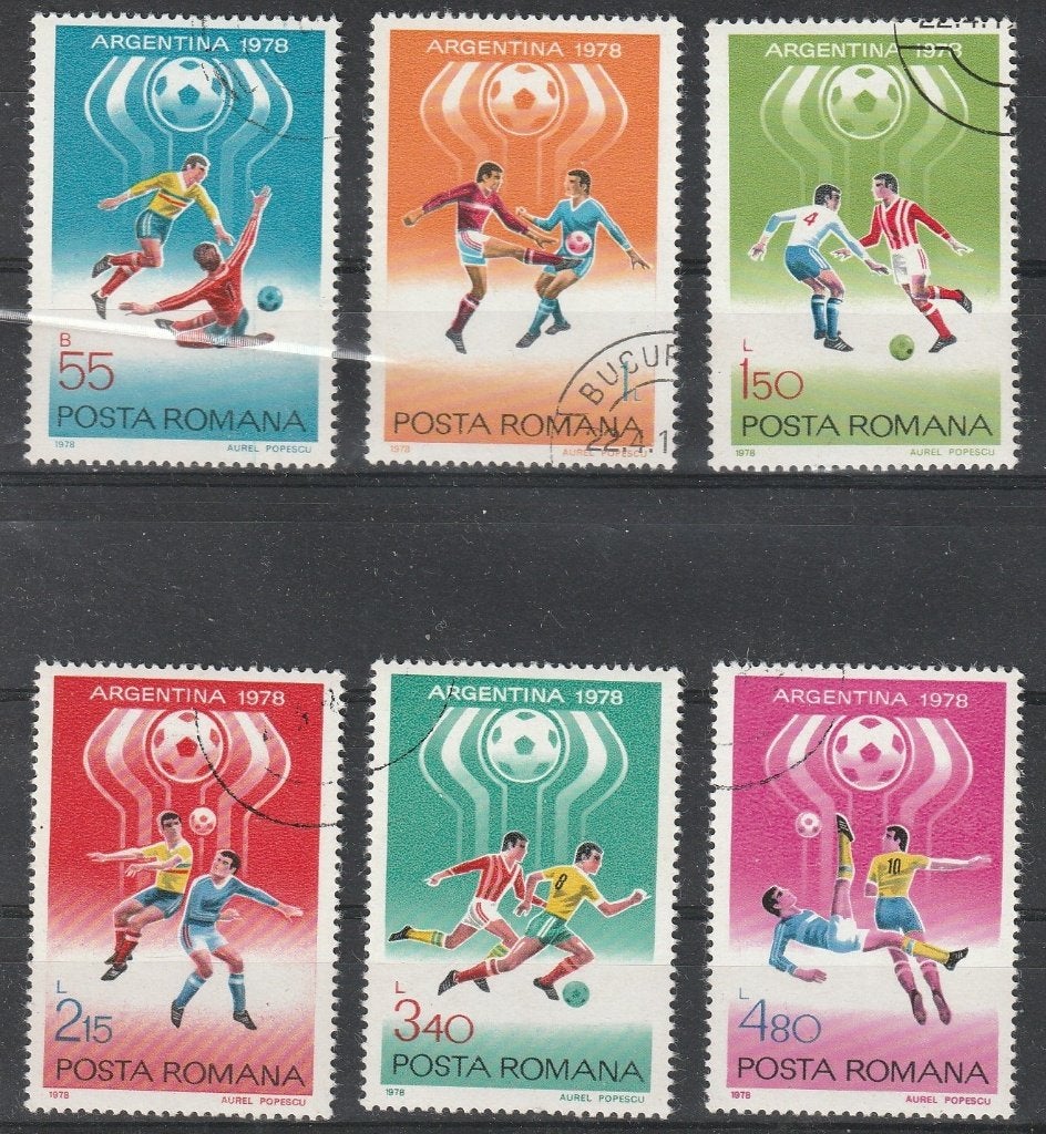 4370. Roemenie 3506/11 gest. WK Voetbal, Postzegels en Munten, Ophalen of Verzenden, Overige landen, Gestempeld