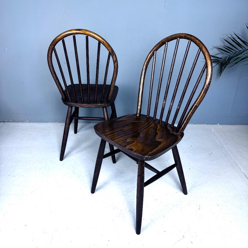 Set van 2 houten Windsor spijlenstoelen vintage, Antiek en Kunst, Antiek | Meubels | Stoelen en Banken, Ophalen