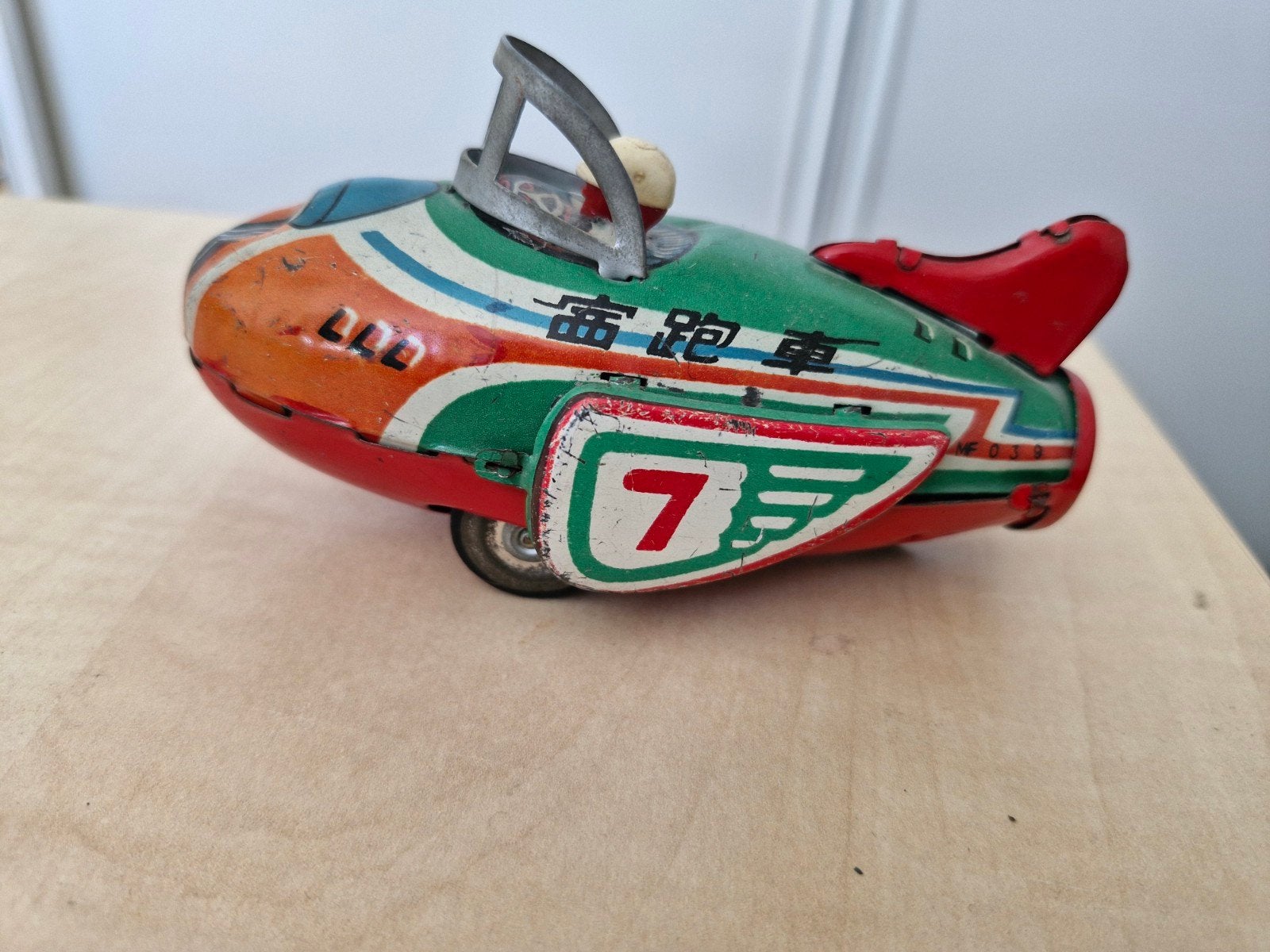 Vintage blikken speelgoed raket auto nr. 7, Ophalen of Verzenden, Gebruikt