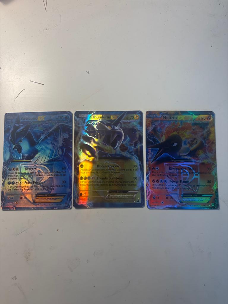 Pokémon EX Kaarten: Articuno, Thundurus, Moltres (Foil), Ophalen of Verzenden, Gebruikt, Meerdere kaarten, Foil