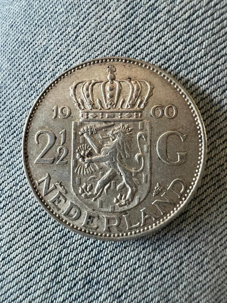 Zilveren rijksdaalder, 2,5 gulden 1960, Postzegels en Munten, Munten | Nederland, Ophalen of Verzenden, Koningin Juliana, 2½ gulden