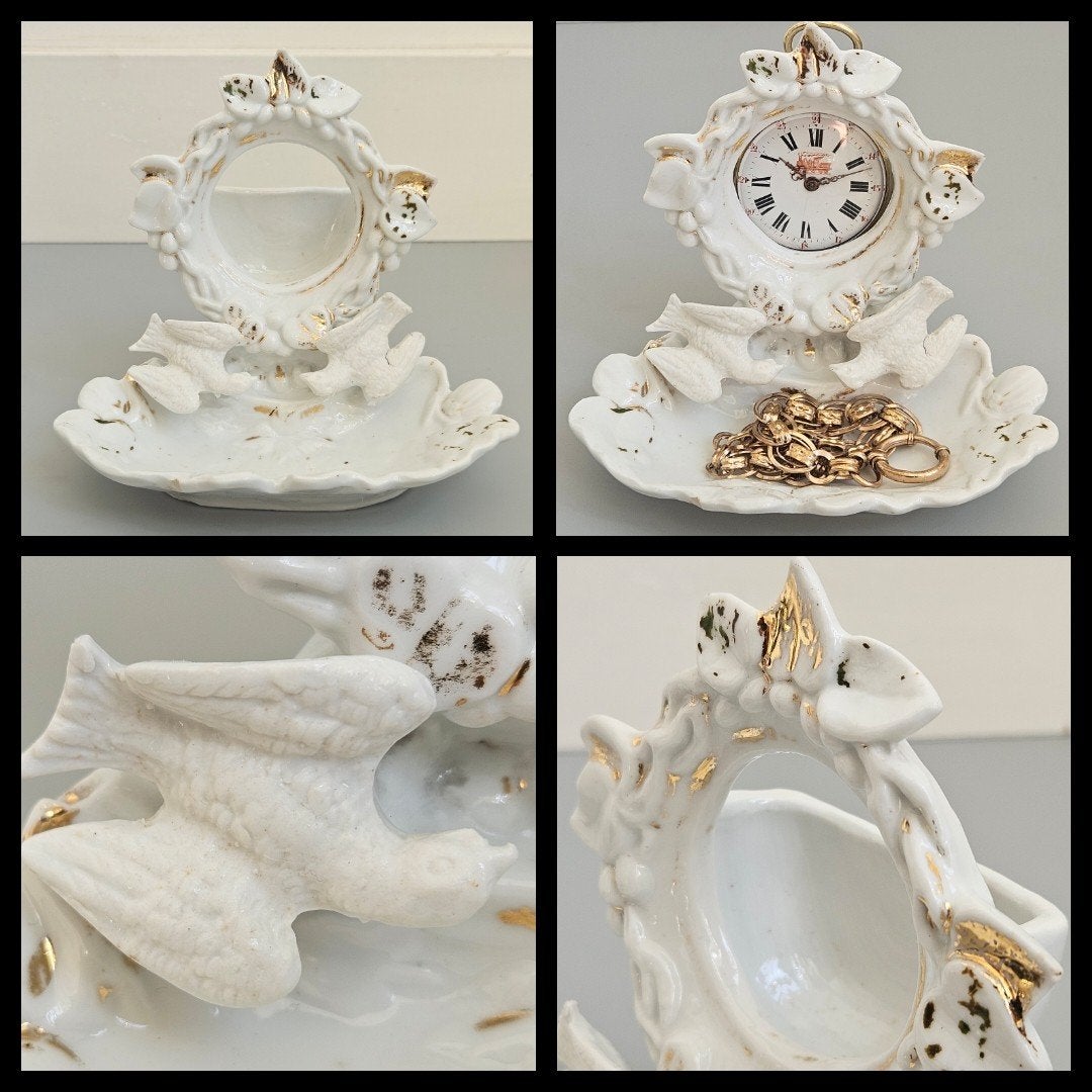 Antiek porselein, porte montre,  zakhorlogehouder, Ophalen of Verzenden