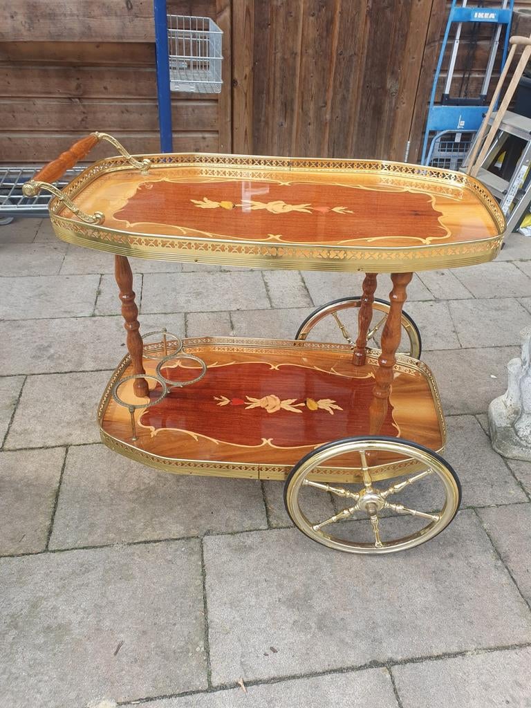 Vintage theewagen / serveerwagen met intarsia, Ophalen