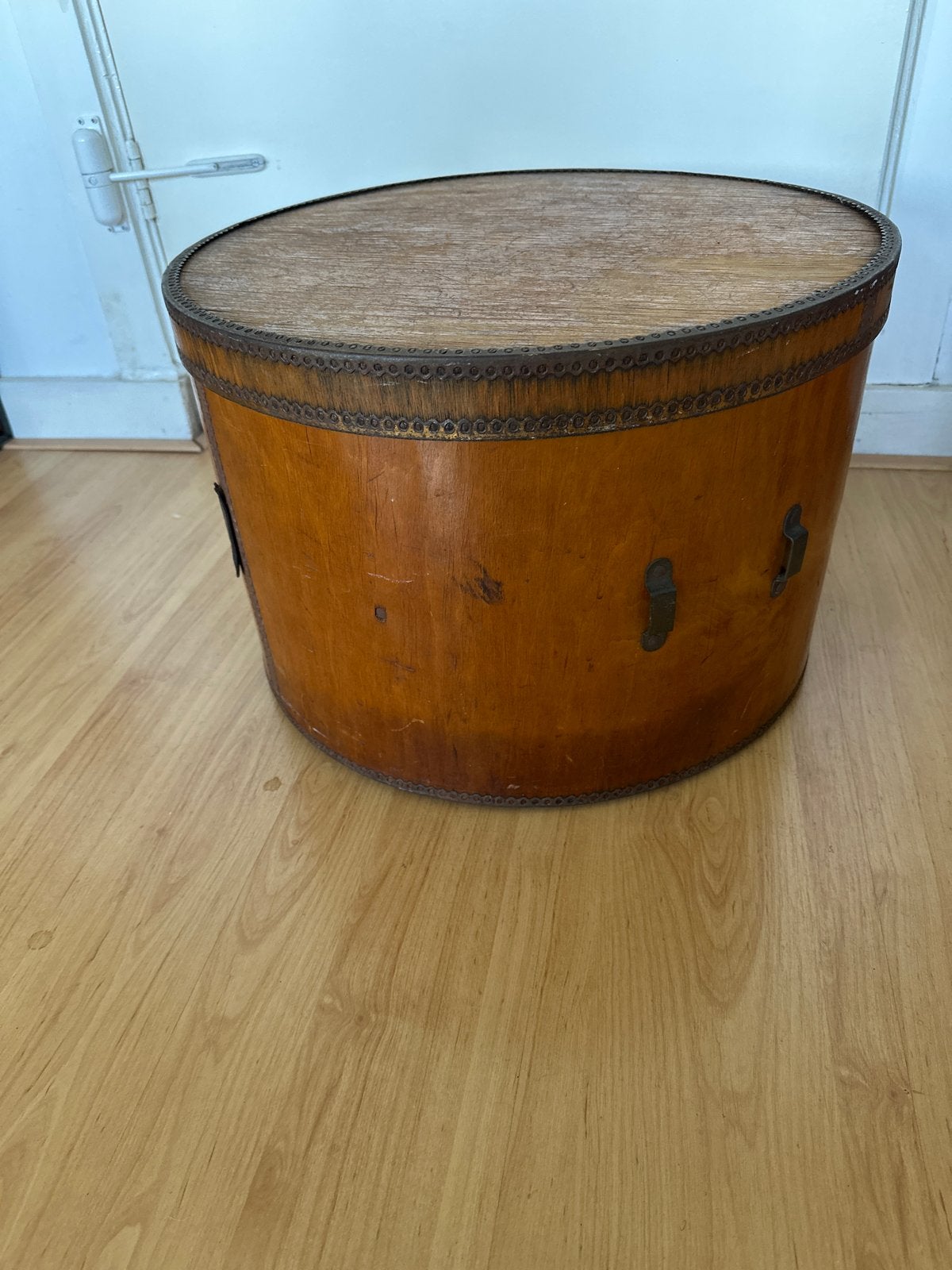 Vintage houten hoedendoos / opbergdoos - diameter 48 cm, Ophalen
