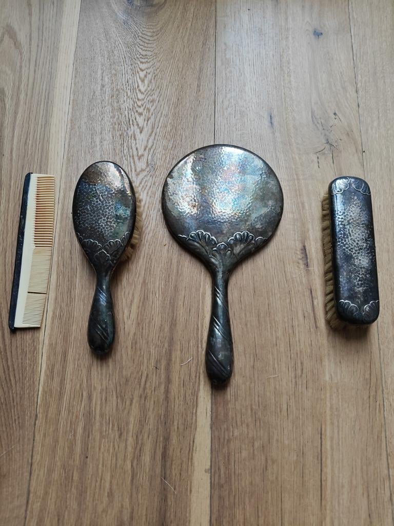Antieke verzorgingsset silver plated, Antiek en Kunst, Ophalen of Verzenden, Minder dan 50 cm