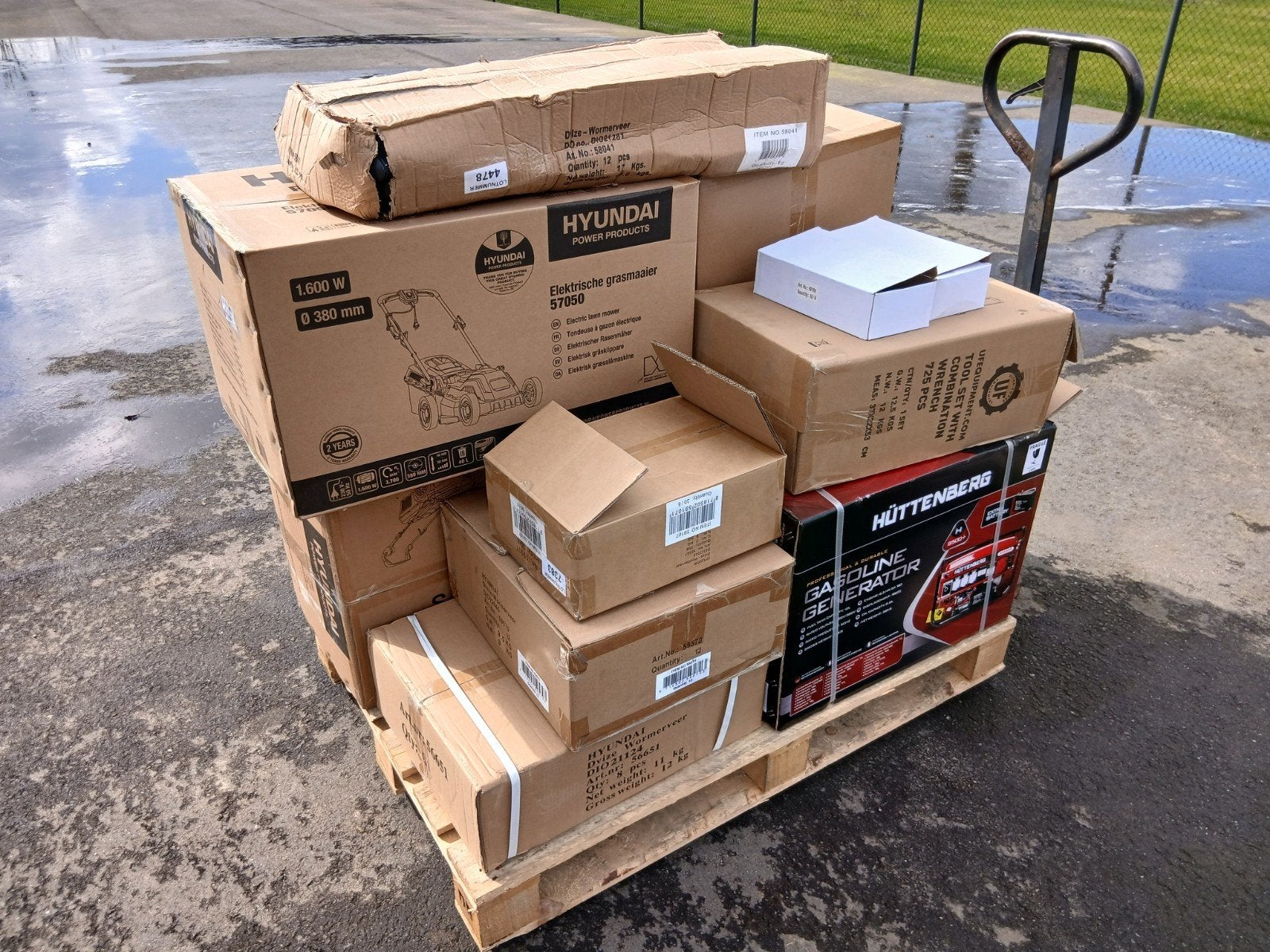 Pallet vol nieuw gereedschap, grasmaaiers en meer, Ophalen, Nieuw, 50 cm of meer