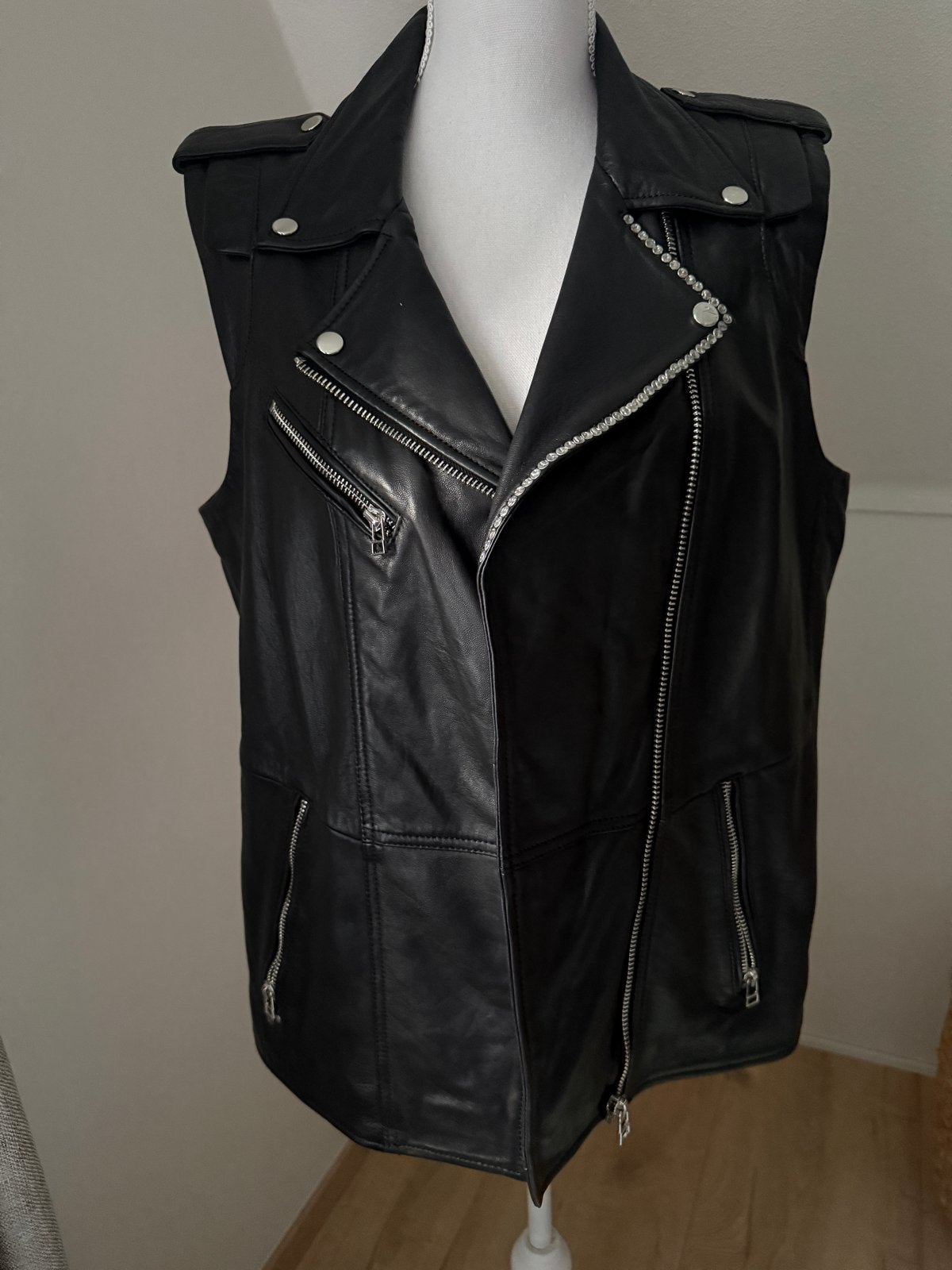 Goosecraft Leren Biker Gilet/Vest Zwart - Maat M, Ophalen of Verzenden, Zo goed als nieuw, Maat 38/40 (M), Zwart