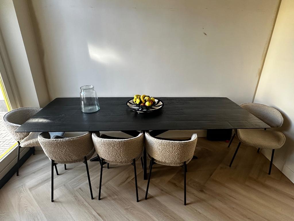 Troubadour tafel teakhout zwart, Ophalen, Gebruikt, Teakhout, 200 cm of meer