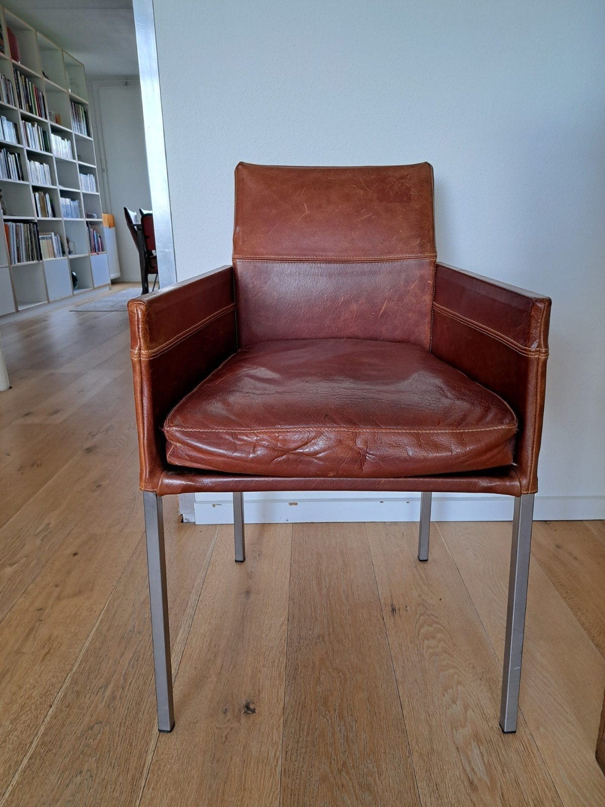 KFF Texas designstoel (bruin leer) twv €864, Ophalen, Gebruikt, Bruin, Leer