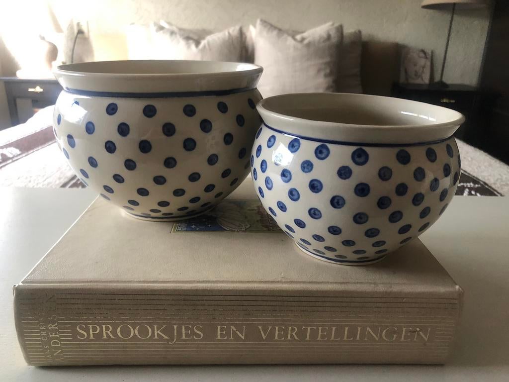 Set van twee Bunzlau poolse bloempotten, Ophalen of Verzenden