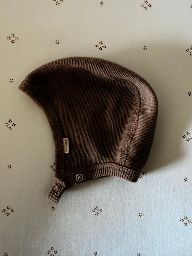 Unaduna Merino Wollen Muts - Bruin (41 cm, 1-4 maanden), Kinderen en Baby's, Maat 50, Jongetje of Meisje, Ophalen of Verzenden