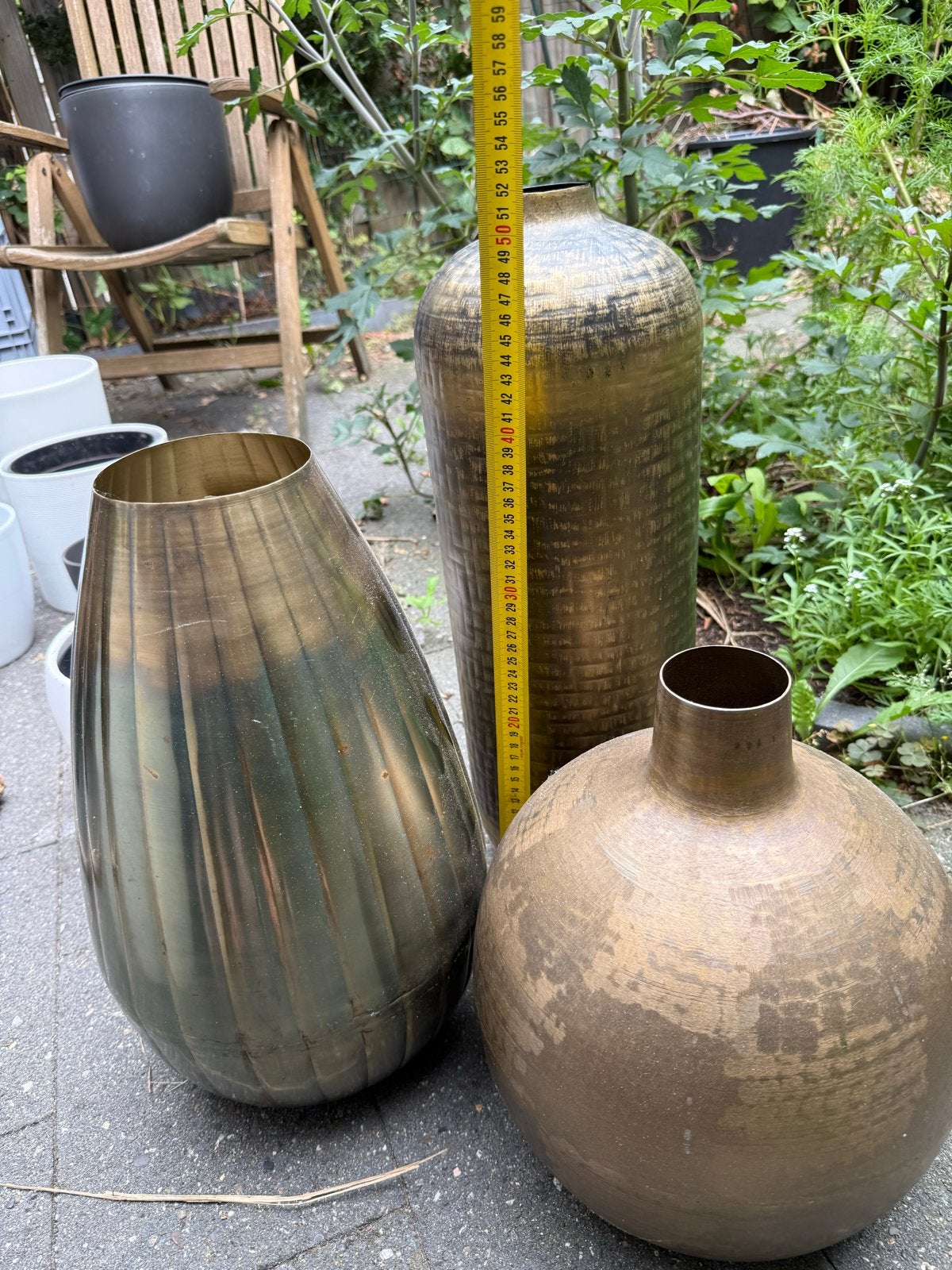 3 gouden vazen van Intratuin, Ophalen, Gebruikt, Goud, Metaal