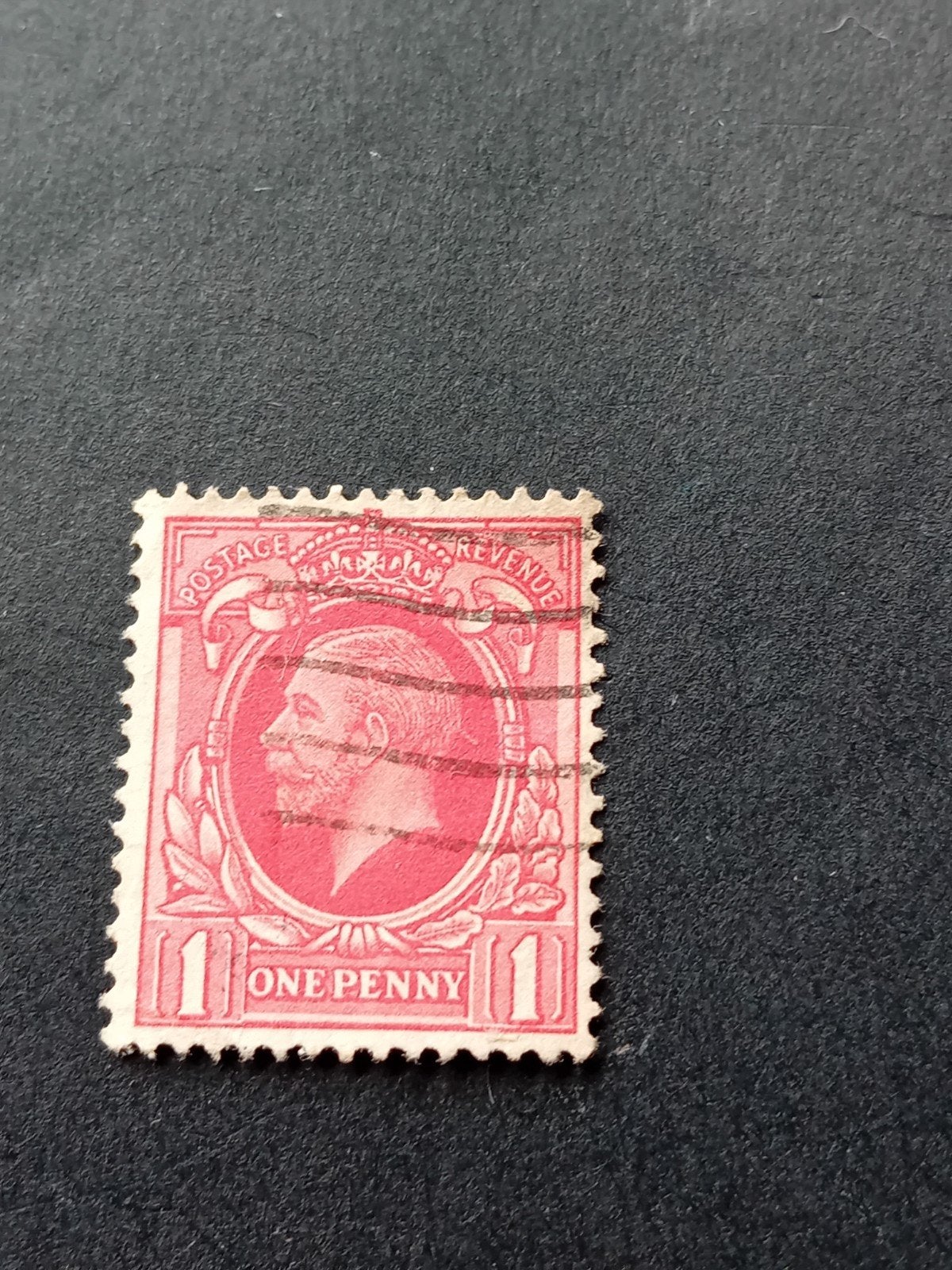 Gestempelde Britse postzegel George V 1 Penny, Ophalen of Verzenden, Gestempeld