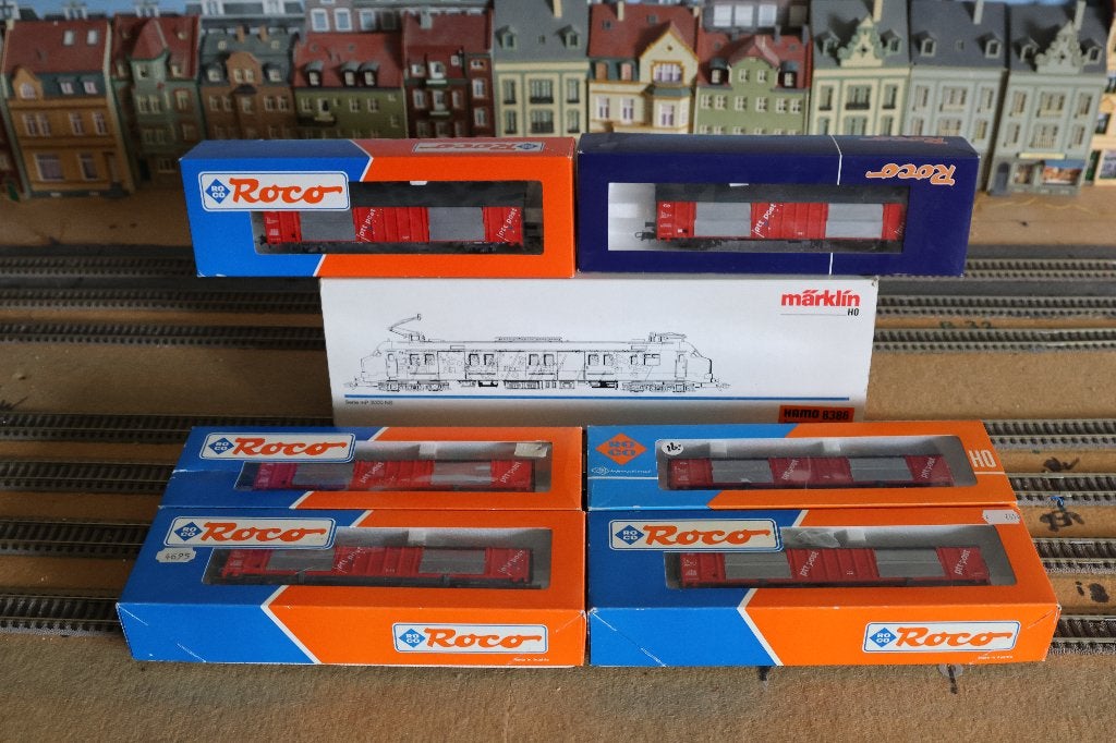 Hamo Motorpostwagen mP3000 NS met 6 Roco postwagons, Overige merken, Treinset, Gelijkstroom, Analoog