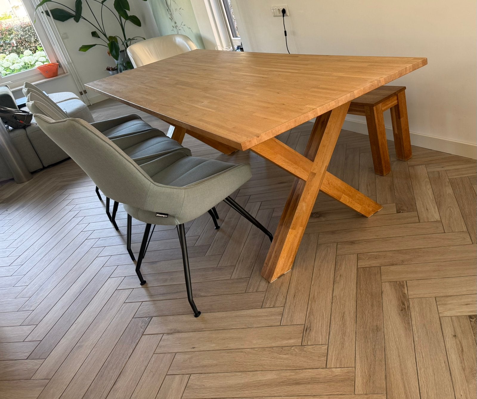 Eiken Eetkamertafel WOOOD 230x90cm, Ophalen, Eikenhout, 200 cm of meer, 50 tot 100 cm