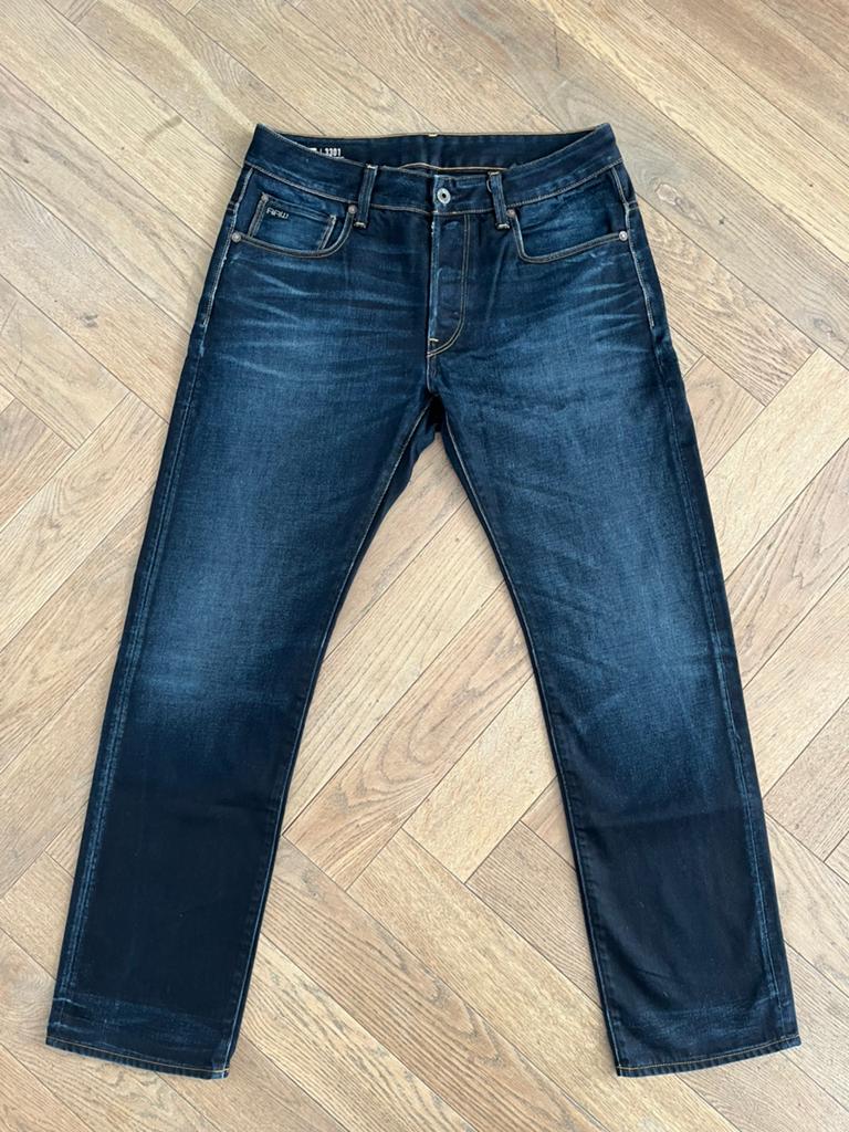 G- star RAW 3301 STRAIGHT broek jeans W33 L32 Z.G.A.N., Ophalen of Verzenden, Zo goed als nieuw, Blauw, W33 - W34 (confectie 48/50)