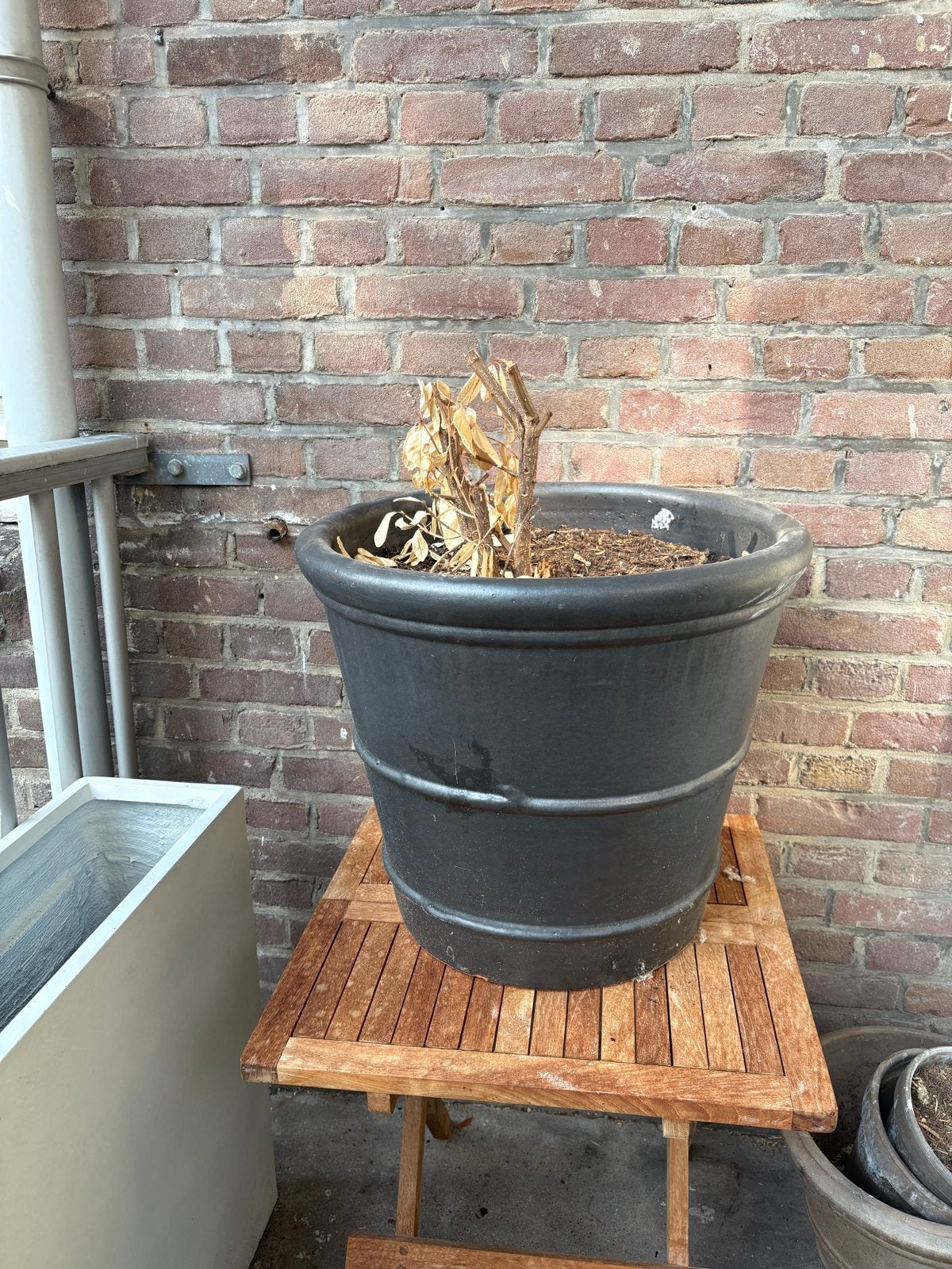 Grote zwarte bloempot, H42cm D45cm, Tuin en Terras, Ophalen, Kunststof, Gebruikt, Balkon