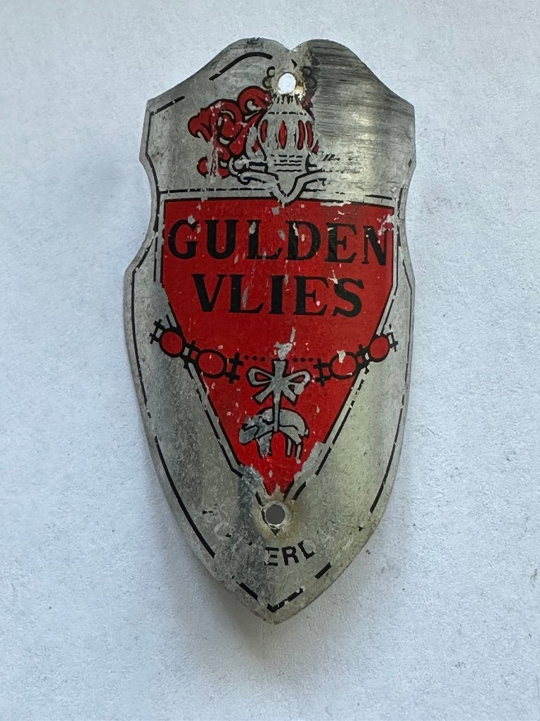 Oud Gulden Vlies balhoofdplaatje. Balhoofd plaatje., Gebruikt, Overige typen, Ophalen of Verzenden, Gulden Vlies.