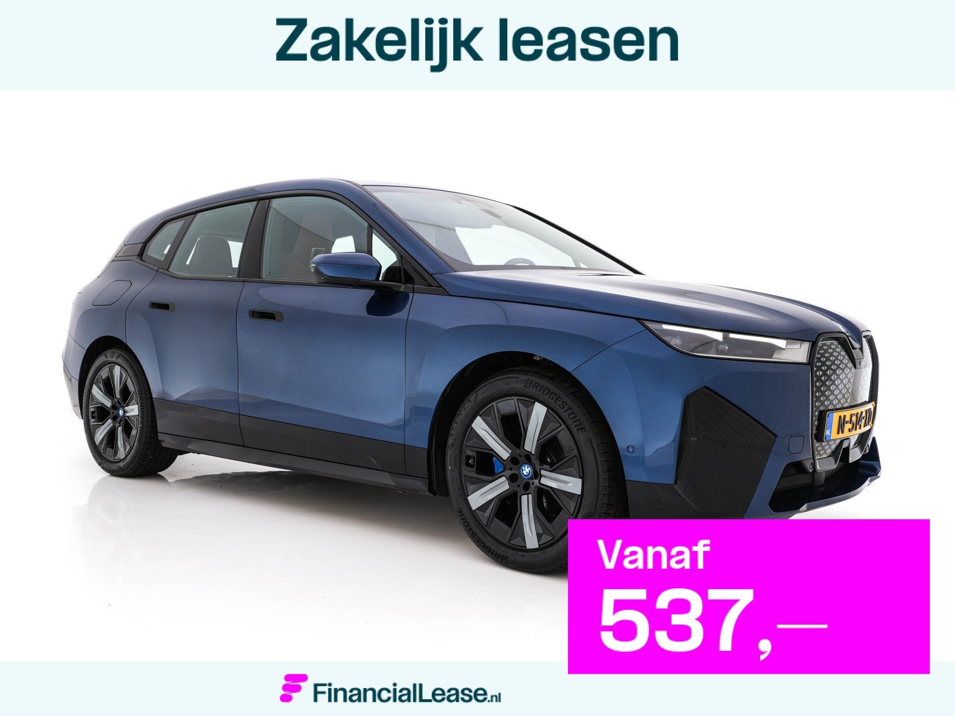 BMW iX xDrive40 High Executive 77 kWh AWD [ 3-Fase-11kW ] {S, Automaat, 413 km, 22 min, Blauw