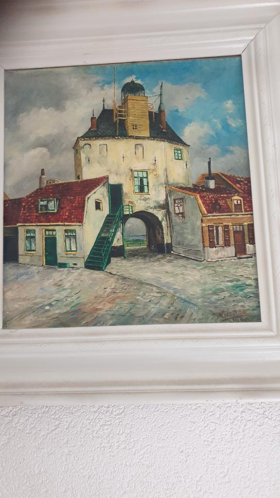 Schilderij Het Poortje van Harderwijk, Antiek en Kunst, Kunst | Schilderijen | Klassiek, Ophalen of Verzenden
