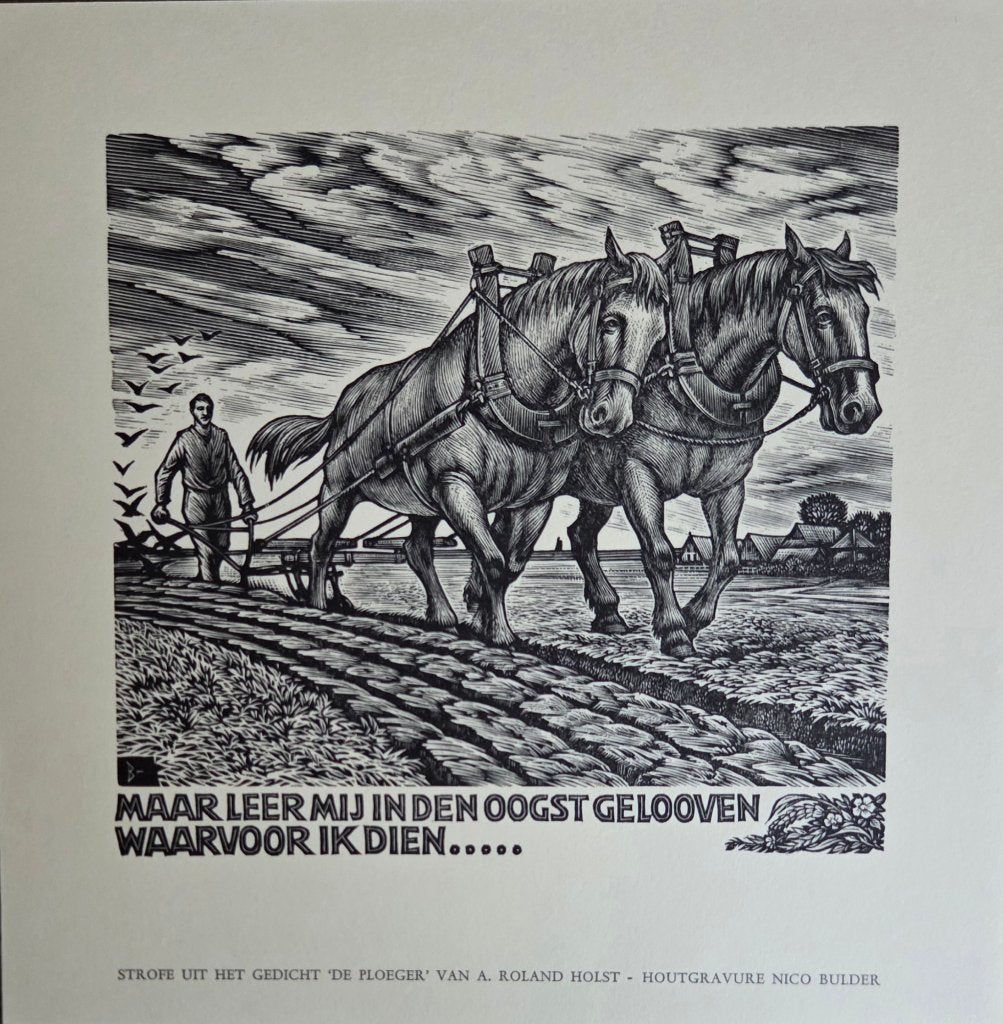 Exlibris / gel. Graf. Nico Bulder, 1963, tekst Roland Holst, Antiek en Kunst, Verzenden