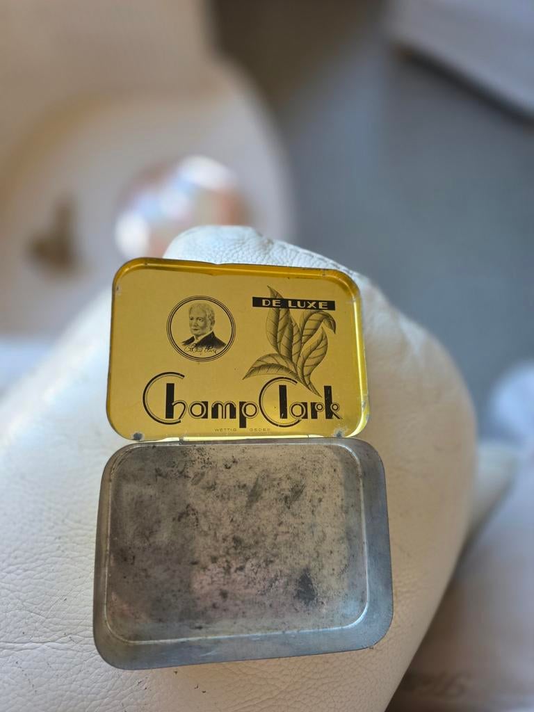 Vintage Champ Clark De Luxe sigarenblikje, Ophalen of Verzenden, Gebruikt, Overige, Overige merken