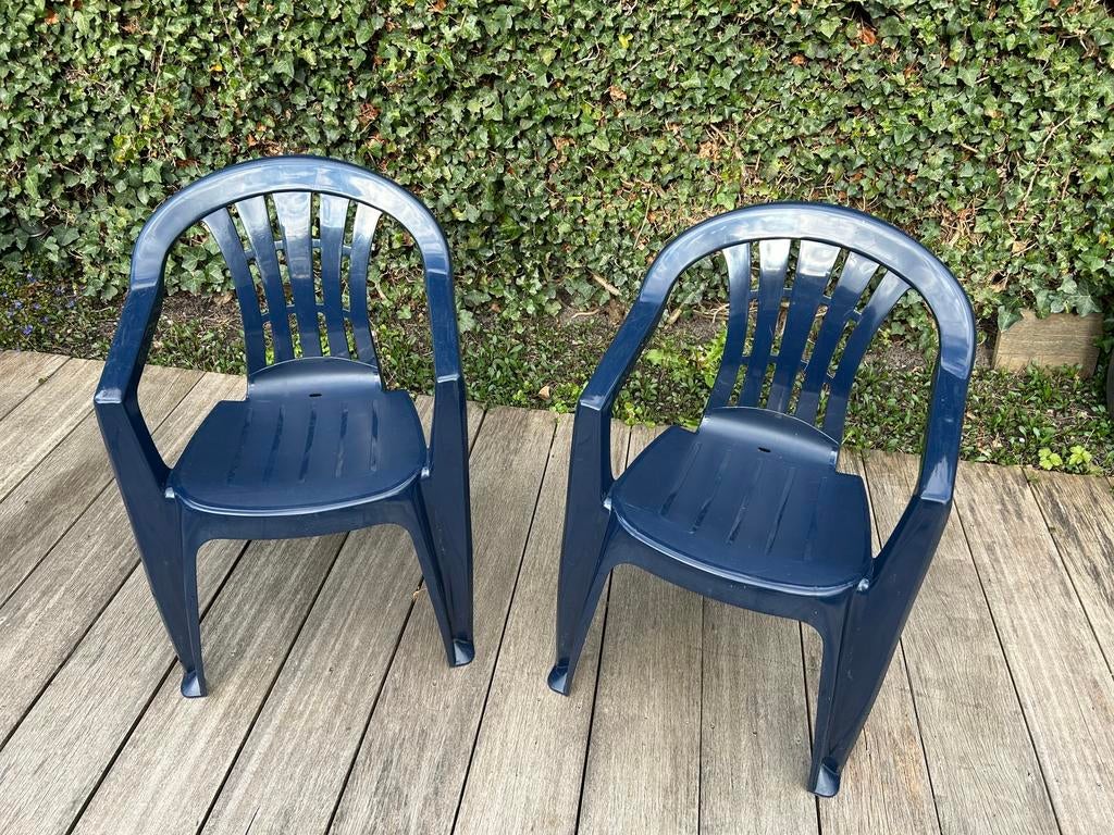 Tuinstoel stapelbaar, 2 stuks, Ophalen, Gebruikt, Kunststof, Stapelbaar