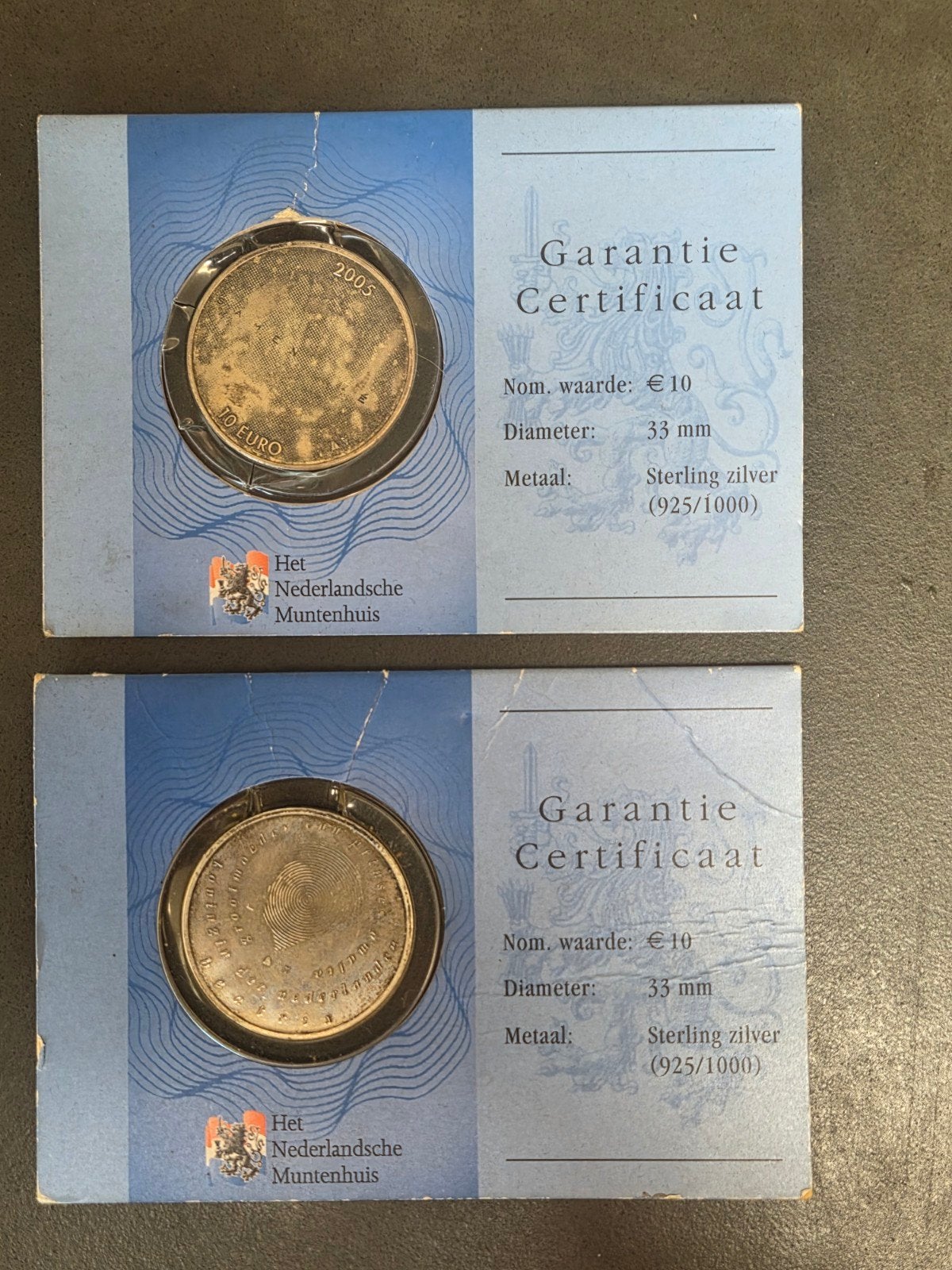 2x zilveren €10 Nederland 2003 & 2005, Setje, Zilver, Overige landen, Ophalen of Verzenden
