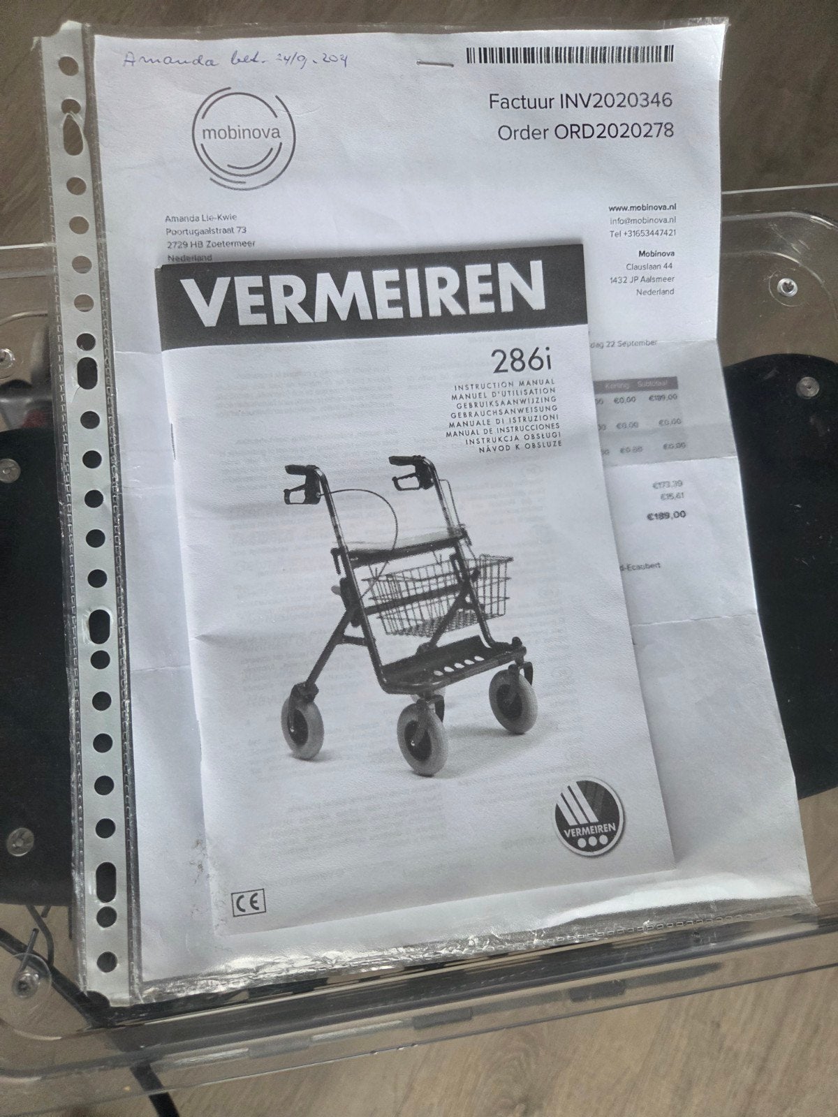 rollator (tevens transportstoel) mobinova, Diversen, Ophalen, Gebruikt
