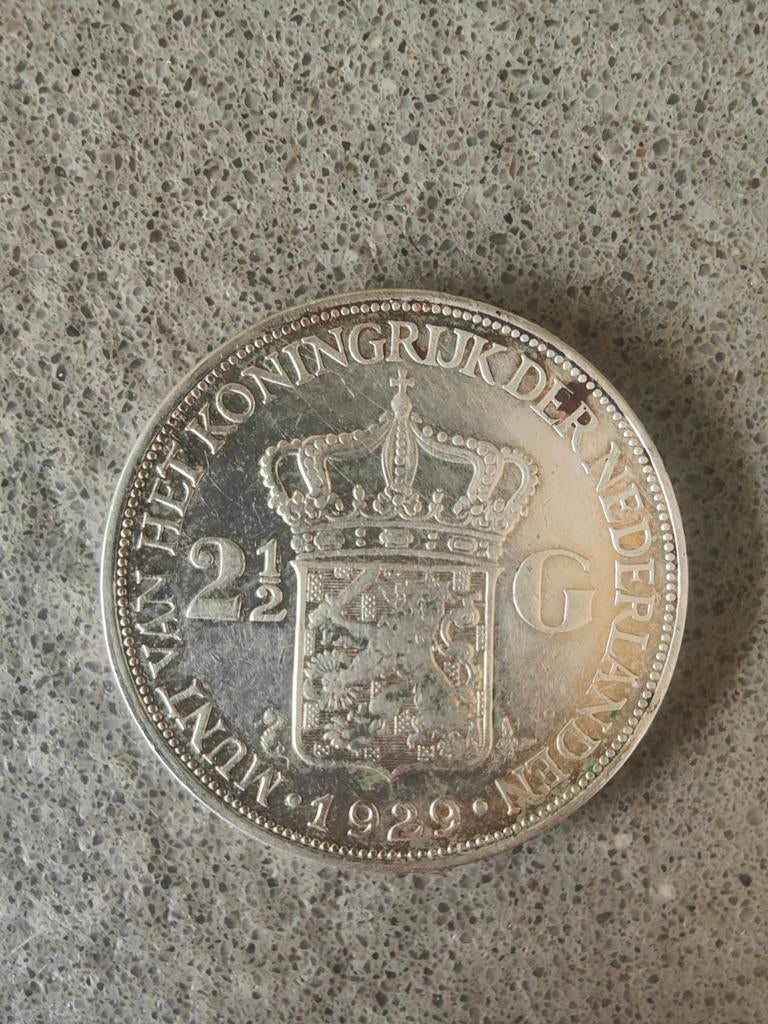 2 1/2 Gulden munt 1929 Wilhelmina, Postzegels en Munten, Munten | Nederland, Ophalen of Verzenden